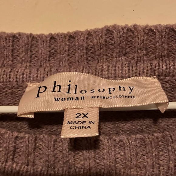 Light Purple and gray Philosophy sweater with stars. - Picture 3 of 5